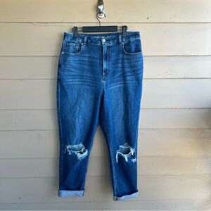 American Eagle Curvy Mom Jean - Size 12 - Denim Distressed